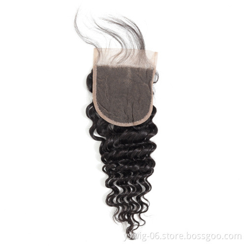 Wholesale Peruvian Human Hair Deep Curly Natural Color 3 Bundle With Closure